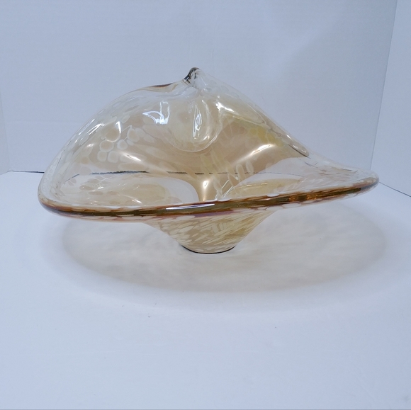 Murano Other - Murano Style Large Gorgeous Champagne and White Original Art Glass Bowl